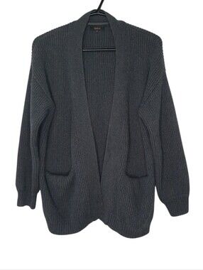 Quince Organic Cotton Oversized Cardigan Fishermen Gray Chunky Womens Size Small